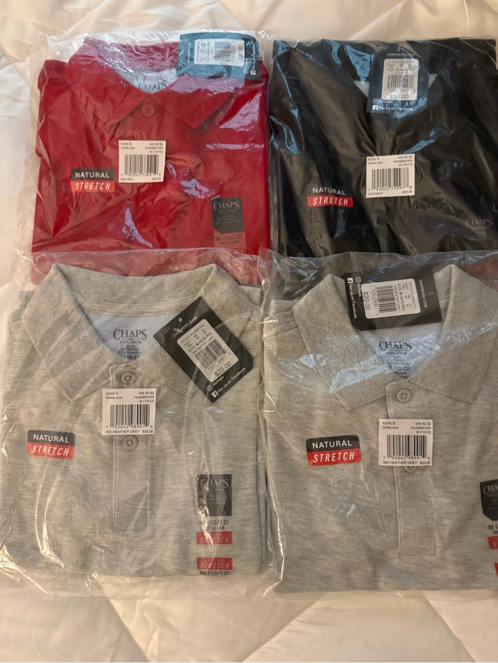 Chaps kids Polo Pack — Red, Black & Light Gray